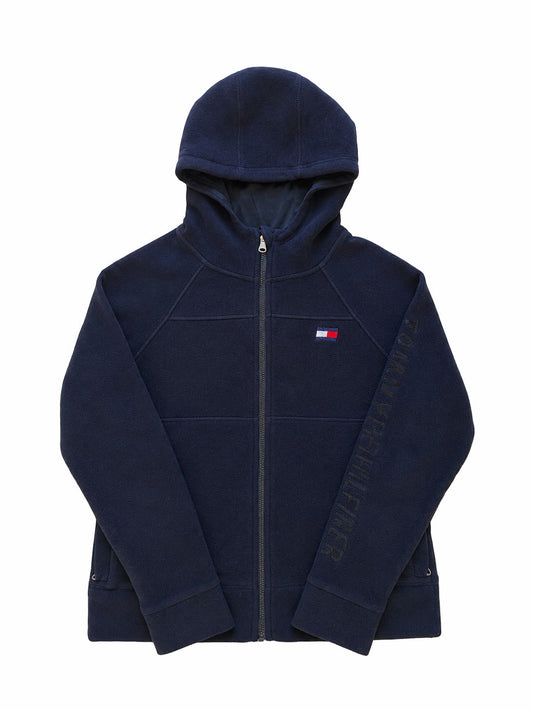 Polaire Tommy Hilfiger bleue marine de seconde main plié en parfaite condition Grade A pour revendeurs.