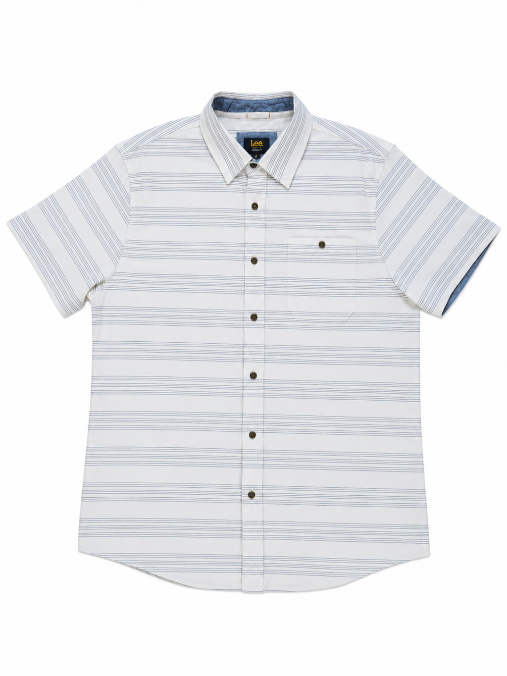 Chemise Lee Blanc à rayures de seconde main pliés en parfaite condition Grade A pour revendeurs.