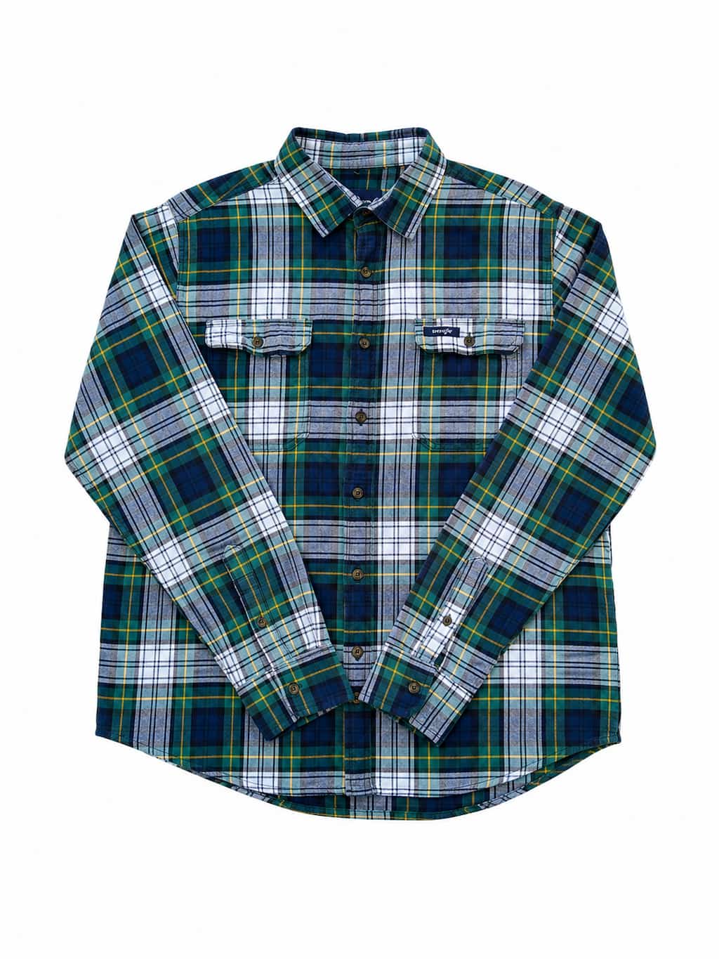 Chemise Wrangler à carreaux de seconde main pliés en parfaite condition Grade A pour revendeurs.