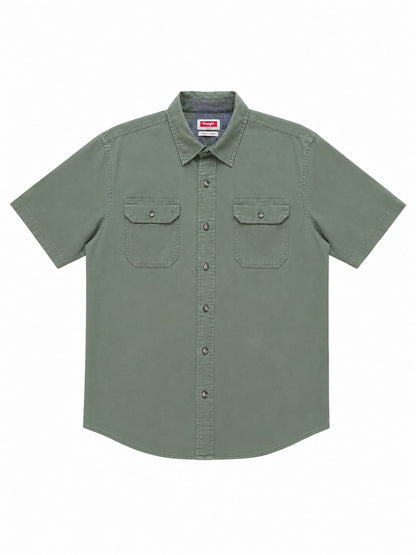 Chemise Wrangler kaki de seconde main pliés en parfaite condition Grade A pour revendeurs.