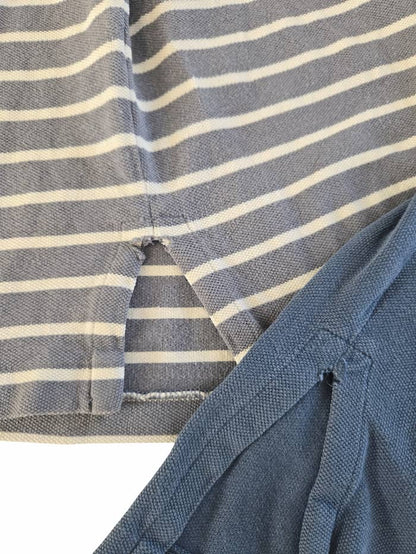 Gros plan sur un défaut d'un polo Ralph Lauren issu d'un lot Grade B.