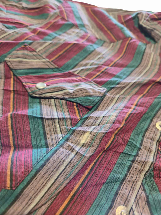 Détail zoomé d'un défaut sur une chemise Wrangler issu d'un lot Grade B.