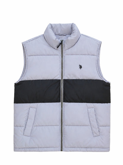 Gilet sans manche U.S.POLO ASSN gris de seconde main plié en parfaite condition Grade A pour revendeurs.