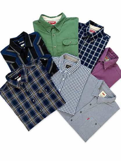 Lot de chemises Wrangler de seconde main pliés en parfaite condition Grade A pour revendeurs.