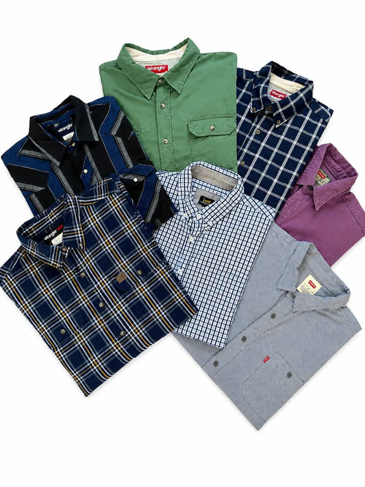 Lot de chemises Wrangler de seconde main pliés en parfaite condition Grade A pour revendeurs.