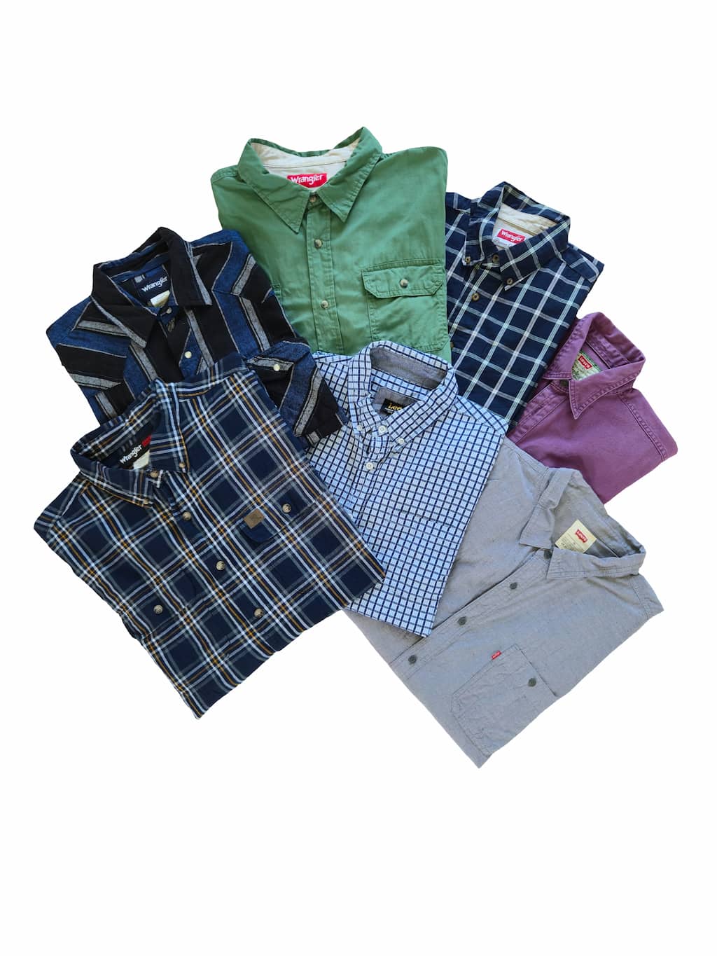 Lot de chemises Wrangler de seconde main pliés en parfaite condition Grade A pour revendeurs.