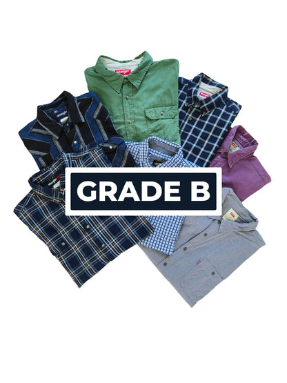 Lot de chemises Wrangler de seconde main pliés en Grade B pour l'achat en gros.