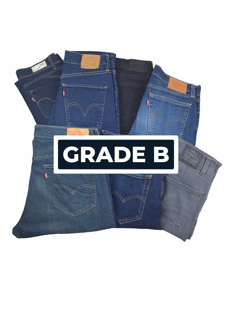 Lot de jeans Levi's de seconde main  pliés en Grade B pour l'achat en gros.