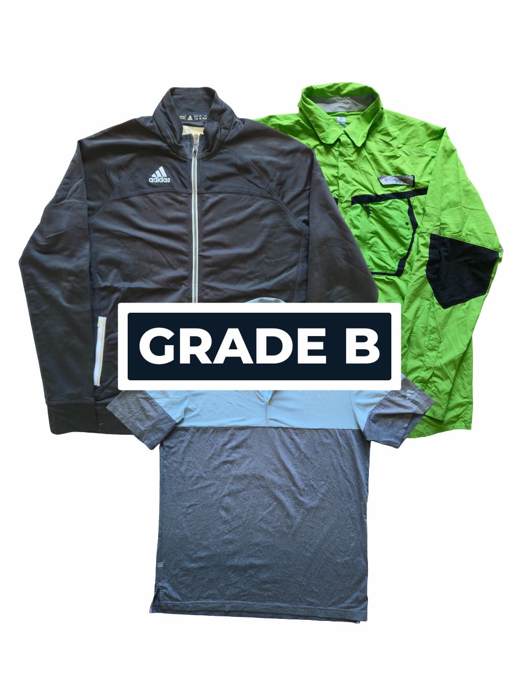 Lot de vêtements de marques de seconde main pliés en Grade B pour l'achat en gros.