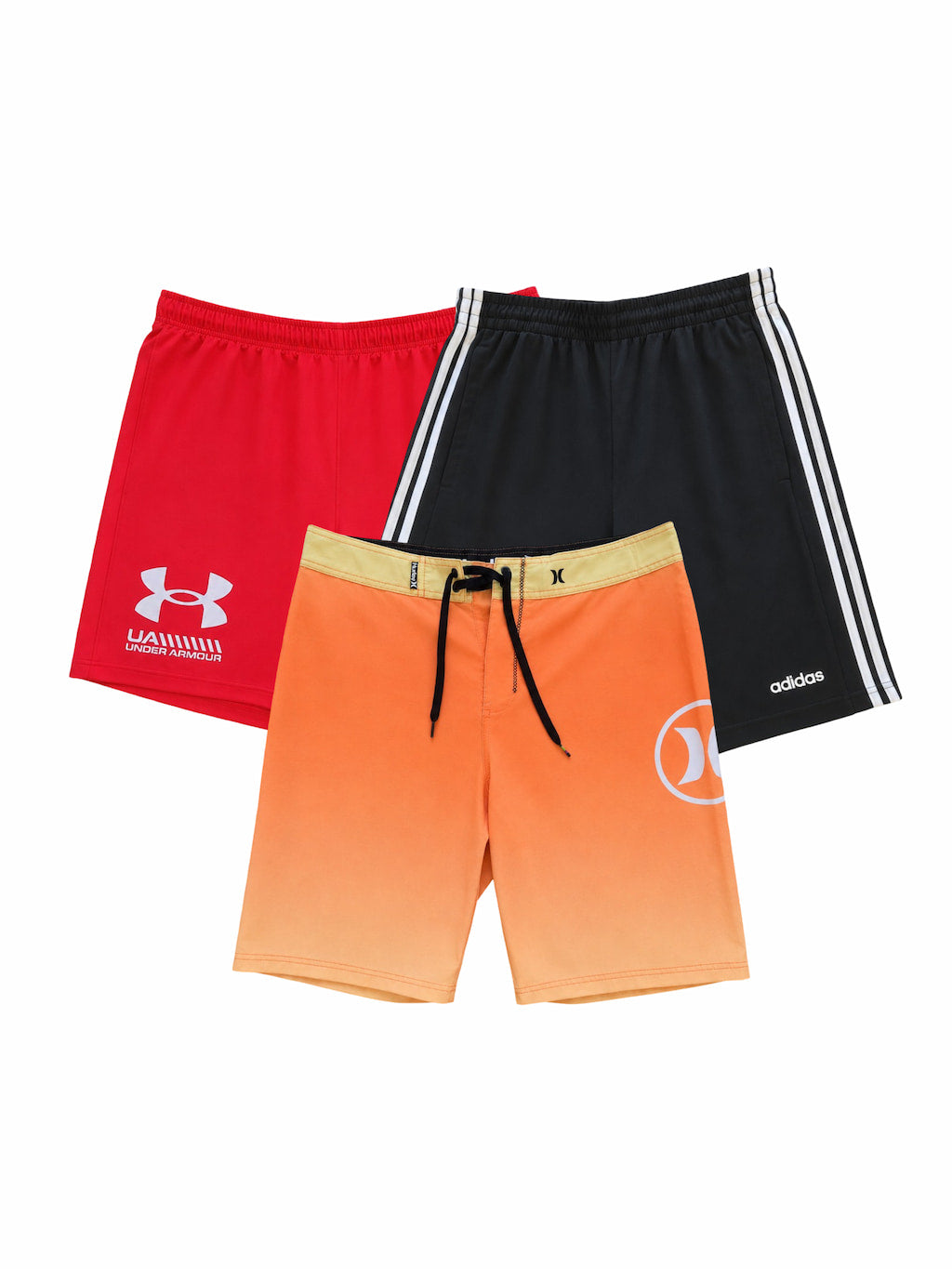 Lot de shorts de marque de seconde main pliés en parfaite condition Grade A pour revendeurs.