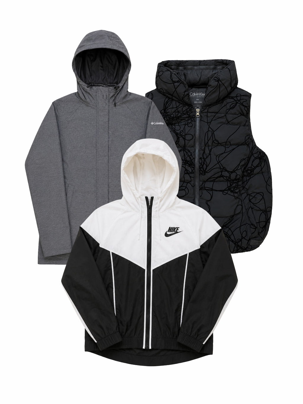 Lot de vestes de marque de seconde main pliés en parfaite condition Grade A pour revendeurs.