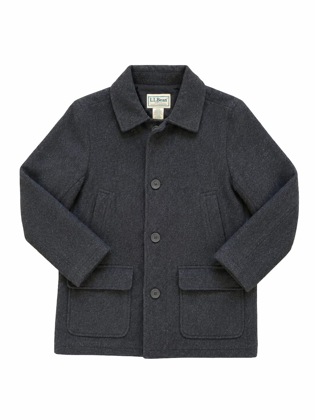 Manteau L.L.Bean gris de seconde main plié en parfaite condition Grade A pour revendeurs.