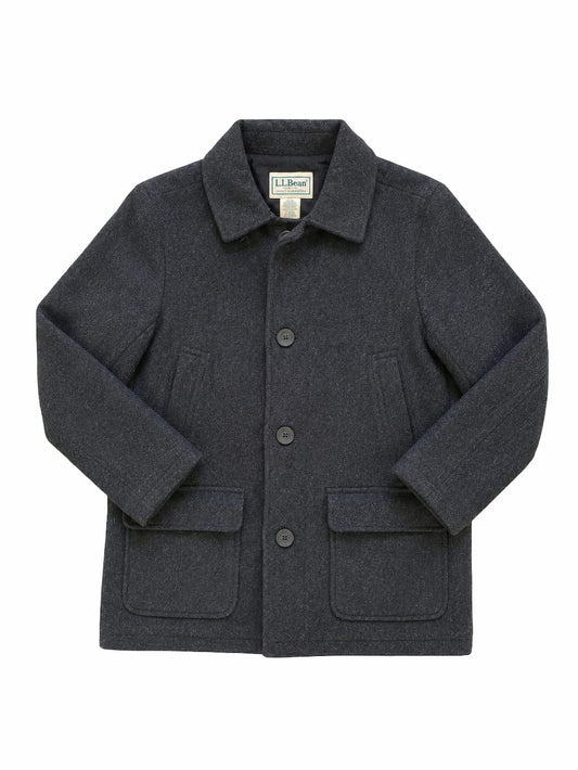 Manteau L.L.Bean gris de seconde main plié en parfaite condition Grade A pour revendeurs.