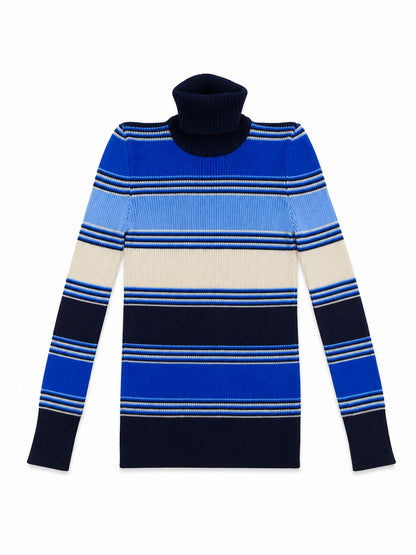 Pull Vintage blanc et bleue de seconde main pliés en parfaite condition Grade A pour revendeurs.