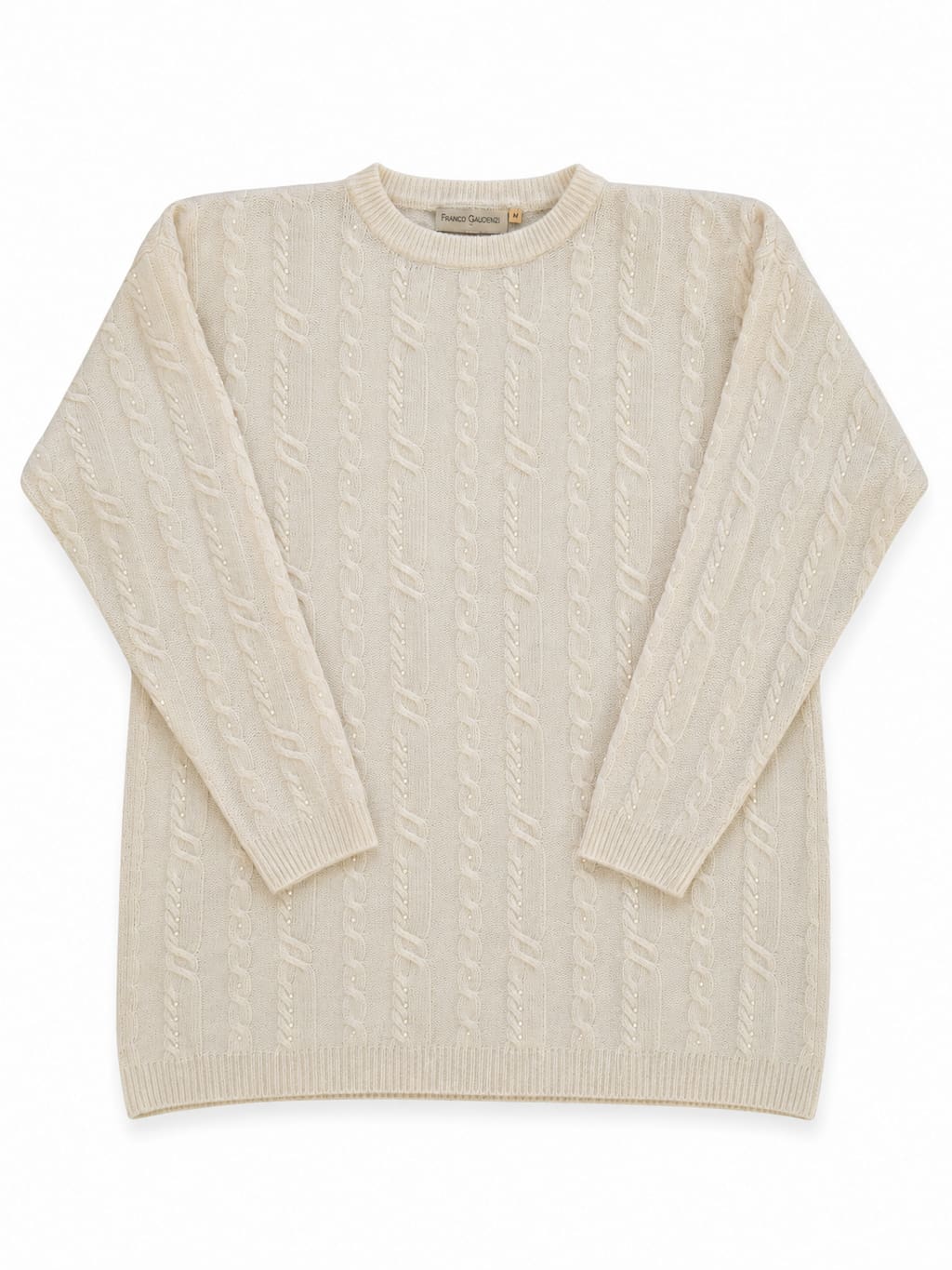 Pull Vintage blanc de seconde main pliés en parfaite condition Grade A pour revendeurs.