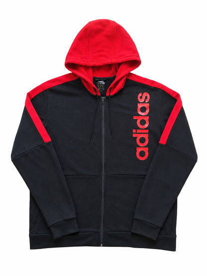 Sweat Adidas noir et rouge de seconde main plié en parfaite condition Grade A pour revendeurs.