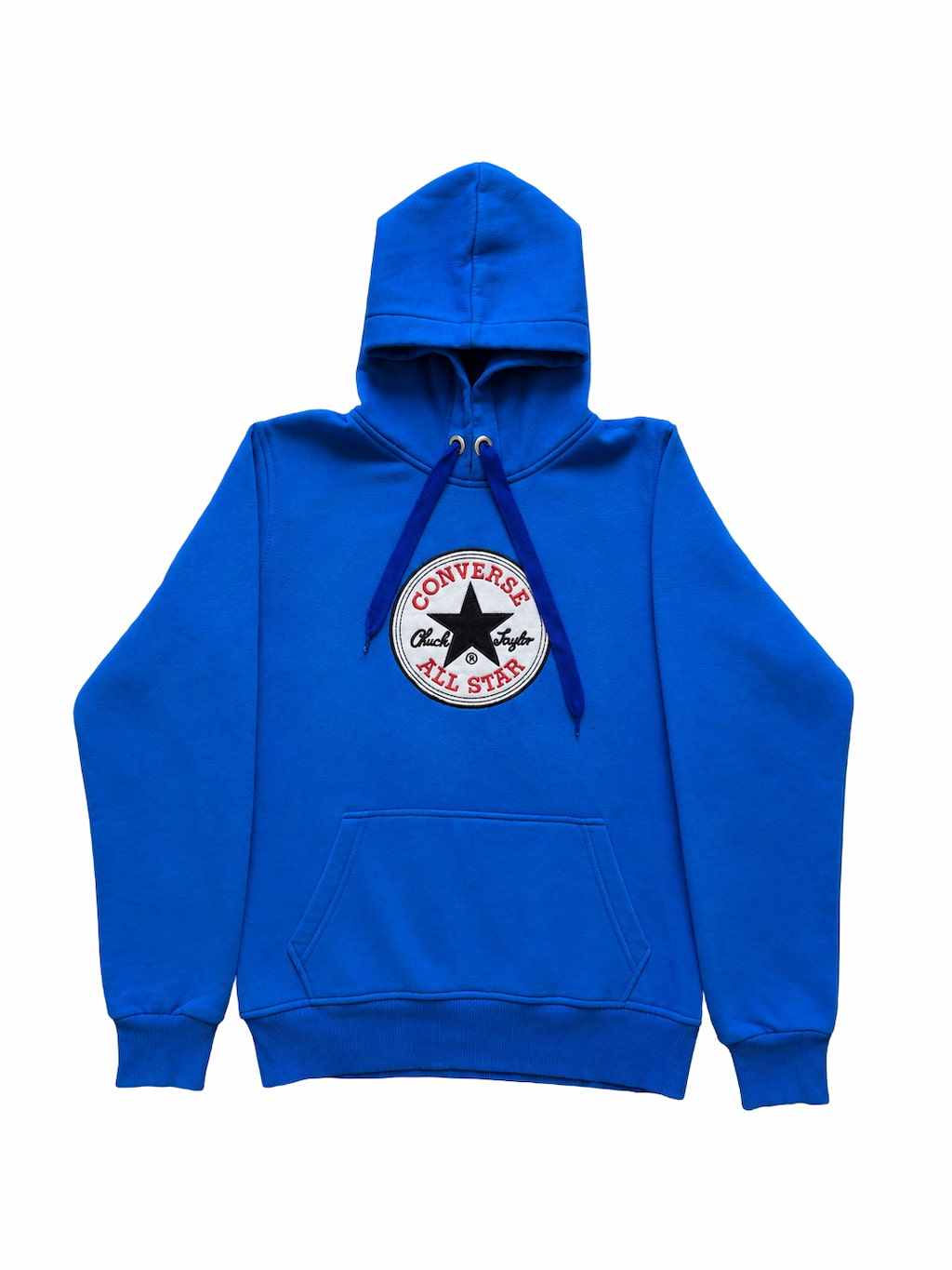 Sweat Converse bleue de seconde main plié en parfaite condition Grade A pour revendeurs.