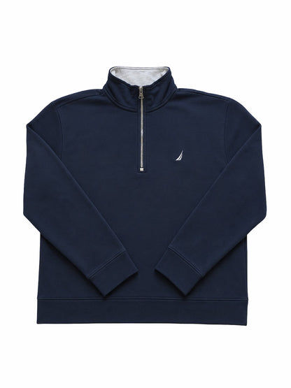 Sweat Nautica bleue marine de seconde main plié en parfaite condition Grade A pour revendeurs.